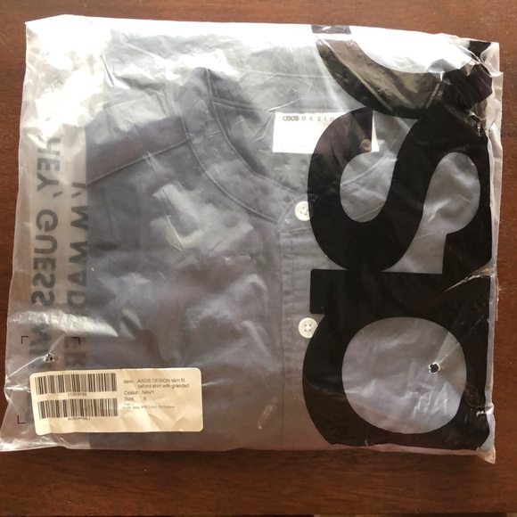 ASOS slim fit Oxford shirt with grandad collar - cotton - Picture 2 of 4